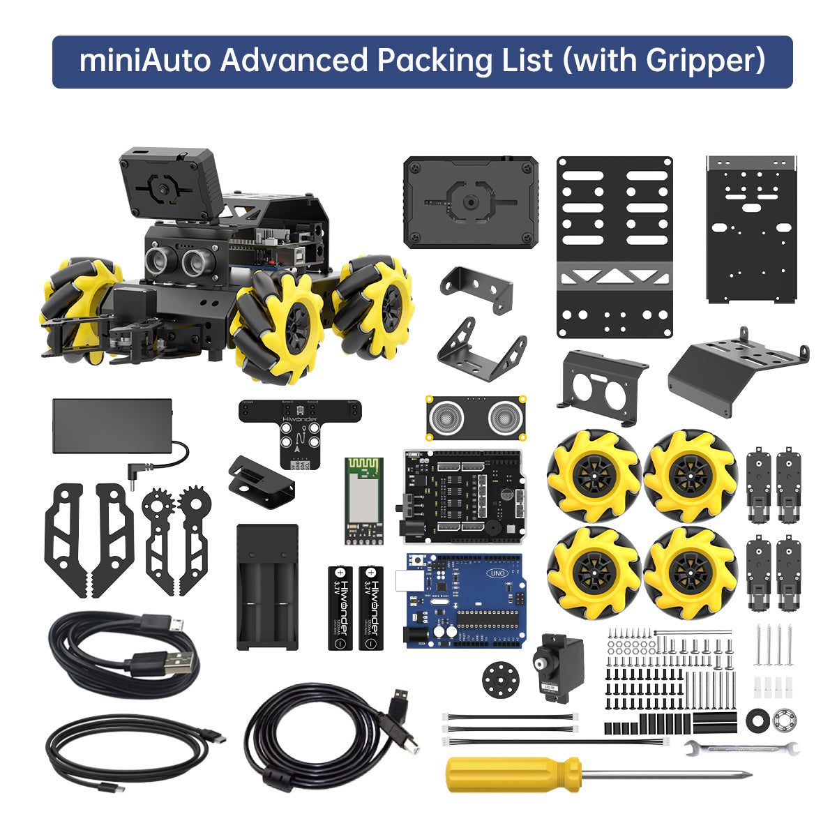 Hiwonder miniAuto AI Vision Robot Base on Arduino UNO R3 Controller with 360° Omnidirectional Mecanum Wheels, Supports Arduino Programming Hiwonder miniAuto AI Vision Robot Base on Arduino UNO R3 Controller with 360° Omnidirectional Mecanum Wheels, Supports Arduino Programming
